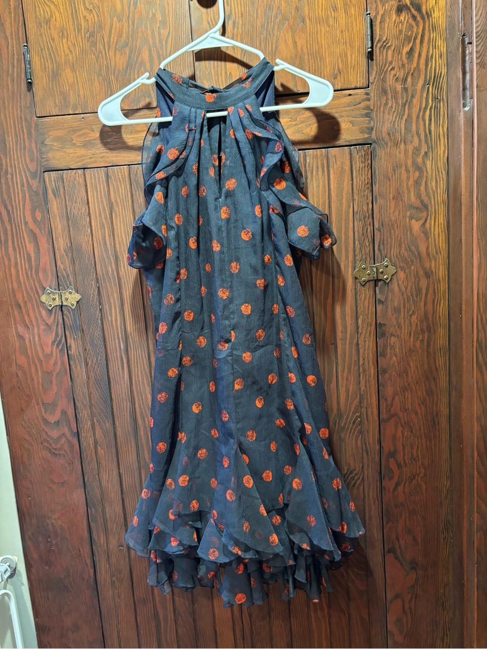 Eva Franco Navy Dress with Red Dots - Picture 1 of 4